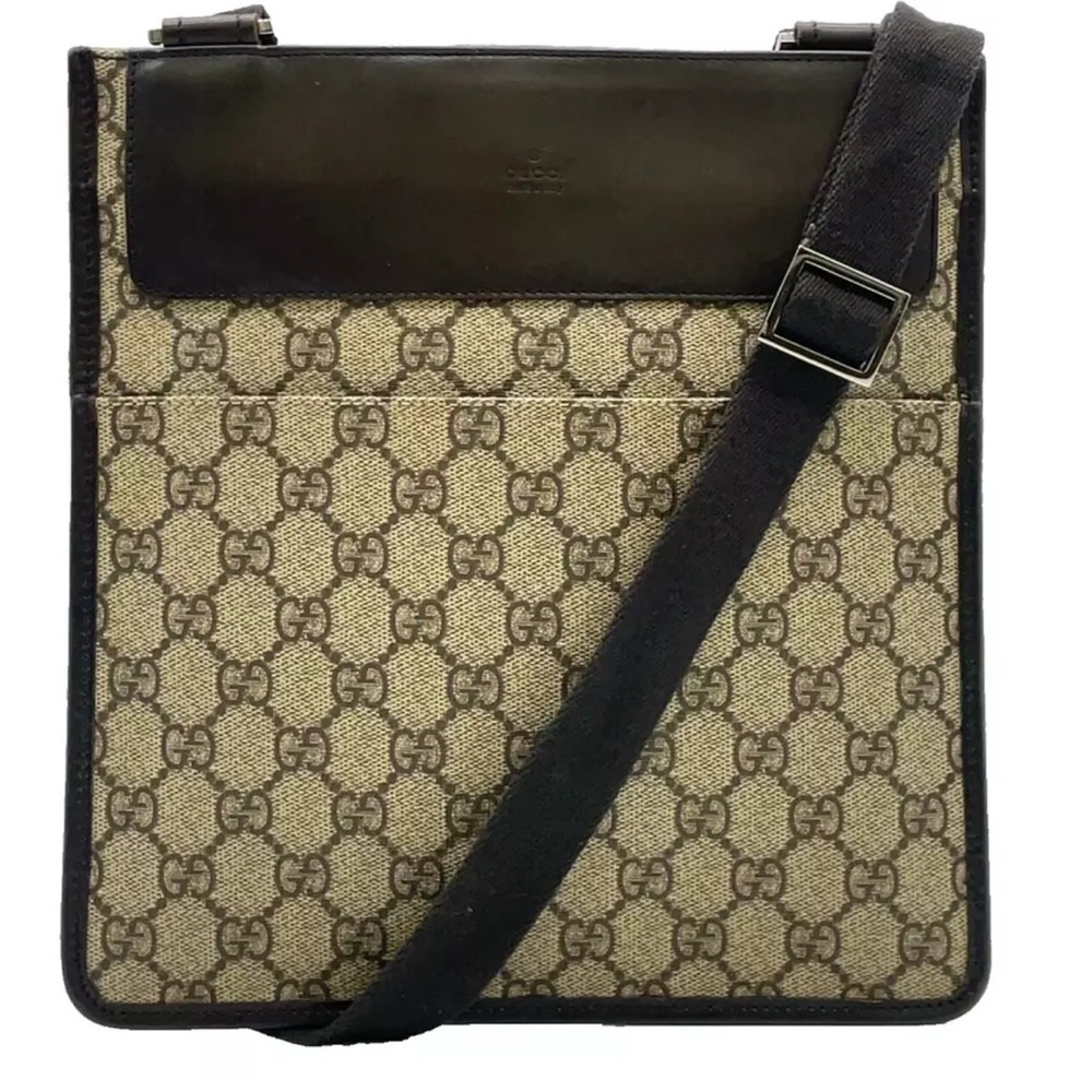 Authentic Gucci GG Supreme Beige Sacoche Crossbody Bag